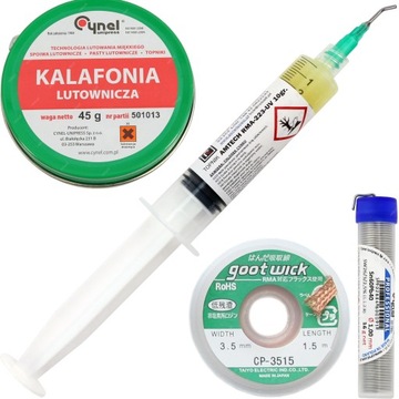 ZESTAW DO LUTOWANIA XL - CYNA PASTA TOPNIK FLUX 223 UV KALAFONIA PLECIONKA
