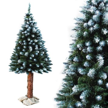 CHOINKA SZTUCZNA NA PNIU 220CM SOSNA DIAMENTOWA OŚNIEŻONA GĘSTA PREMIUM EKO
