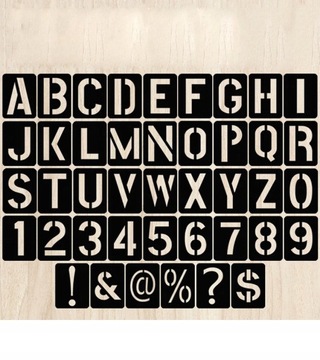 Шаблон многоразовый - набор цифр и букв - 42 шт.