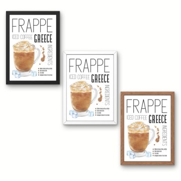 ЛОФТ ПОСТЕР КОФЕ ФРАППЕ НАСТЕННЫЕ УКРАШЕНИЯ АКСЕССУАРЫ ДЛЯ КУХНИ ГОСТИНОЙ 30X40