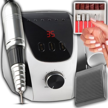 FFREZARKA DO PAZNOKCI MANICURE PEDICURE HYBRYDY 65W LCD + ZESTAW FREZÓW