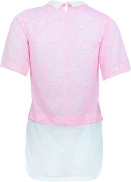 Primark Modna Damska Różowa Bluzka T-Shirt z Kołnierzykiem Szyfon S 36