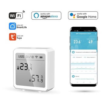 Czujnik temperatury i wilgotności WiFi TUYA Biały