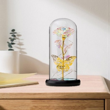 Роза в стеклянном куполе Светодиодный светильник Имитация