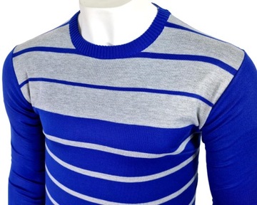 SWETER MĘSKI Z DODATKIEM WEŁNY _ O43 PASKI r. XXL