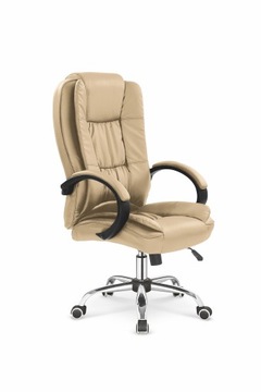 RELAX - Fotel Gabinetowy Beżowy, Obrotowy z Eco Skóry