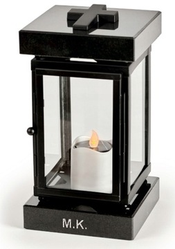 Черный надгробный фонарь, нержавеющая сталь + гранит.