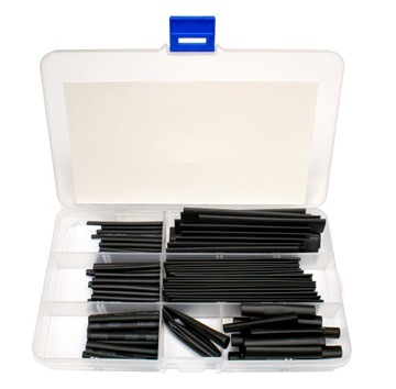 НАБОР ТРУБОК ТЕРМОУСАДОЧНЫЕ ТРУБКИ ЗАЩИТНАЯ МАЙКА КОРОБКА 127 ШТ. ЧЕРНЫЕ