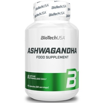 Biotech USA Ashwagandha 60caps NASTRÓJ TESTOSTERON NATURALNY WYCIĄG ROŚLIN