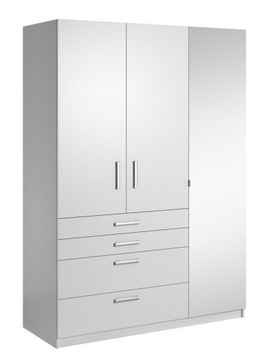 Szafa otwierana Pekos 150x210x60cm lux , biała z lustrem i szufladami