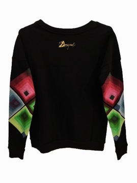 DESIGUAL czarny sweter z geometrycznym wzorem M