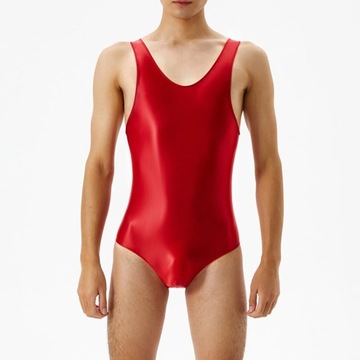 Men's Bag Glossy Silky Jumpsuit Tight Sexy Europea