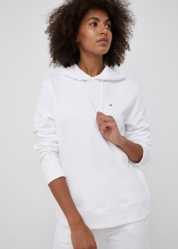 Tommy Hilfiger bluza damska z kapturem biała REGULAR HOODIE XL