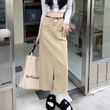 Spódnica Spódnice Midi Cargo kobiety jeansowe w swobodny szyk stylu College