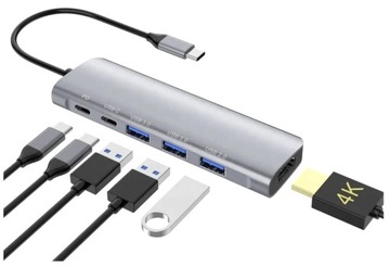 Adapter HUB USB-C HDMI 4k USB PD Power Delivery