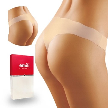 EMILI Arys Laserowo Cięte Stringi beżowy M