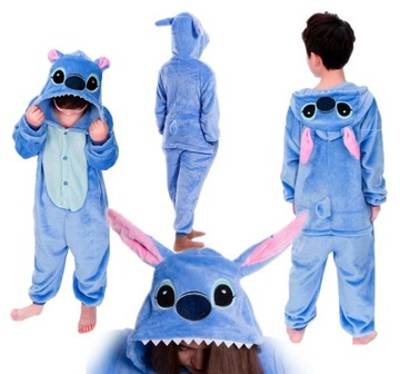 Strój STITCH STICZ KIGURUMI Przebranie PIŻAMA kombinezon 116-122 5-7 Lat