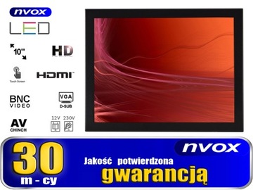Monitor dotykowy open frame led 10cali vga hdmi usb bnc av 12v 230v