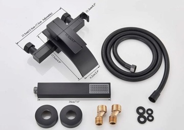 Настенный смеситель для ванны с душевой лейкой-водопадом MAT BLACK