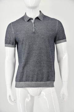 HUGO BOSS męska koszulka polo szara melanż bawełna SLIM FIT L