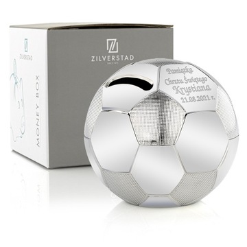 Серебряная копилка ШАР на крещение годовалого ребенка, С ГРАВИРОВКОЙ