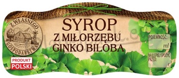 Etykiety na SYROP Z MIŁORZĘBU, GINKO BILOBA, 210ml - 500ml 24szt