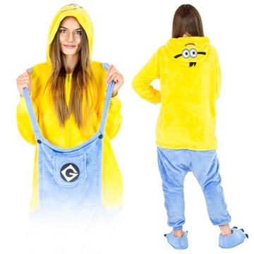 KOSTIUM KIGURUMI ONESIE JEDNOCZĘŚCIOWA PIŻAMA ŚWIĄTECZNA MINIONEK CIEPŁA L