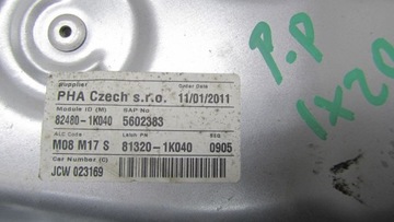 HYUNDAI IX20 ZVEDÁK OKNO PRAVÝ PŘEDNÍ 10-17 20