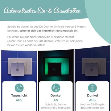 КОМПЛЕКТ 2x Ночник, датчик движения и сумерек АВТОМАТИЧЕСКИЙ СВЕТ