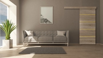 Drzwi przesuwne naścienne ALFA 95 czarne + system przesuwny, wybór kolorów