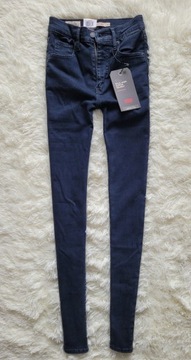 spodnie jeans LEVI'S Mile High Super Skinny W26 L30 PREMIUM granatowe