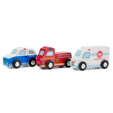 NEW CLASSIC TOYS DREWNIANE AUTA POLICJA STRAŻ KARE