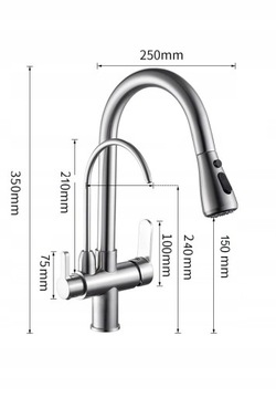 Bateria Kuchenna Trójdrożna czarna do Filtra Retro Wyciągana Wylewka WW