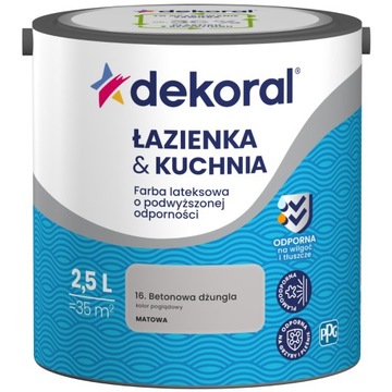 Farba Dekoral Łazienka&Kuchnia Farba lateksowa BETONOWA DŻUNGLA 2,5L