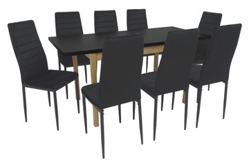 Komplet 8x krzesła metal welur + stół rozkładany