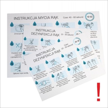 Naklejka Instrukcja Dezynfekcja i Mycie Rąk a4 a5