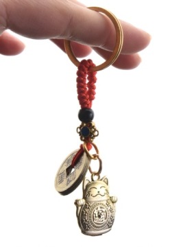 Брелок для ключей Maneki Japanese Happiness Cat из латуни