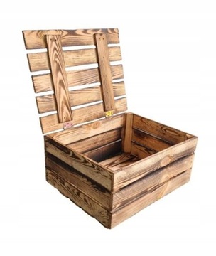 Kufer skrzynka z pokrywą opalany lakier 50x40x22