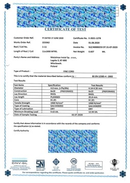 Lina Linka stalowa ocynkowana 4mm 6x19 hot ocyn 1m