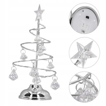 СЕРЕБРЯНАЯ РОЖДЕСТВЕНСКАЯ ЕЛКА ХРУСТАЛЬНАЯ СВЕТОДИОДНАЯ ЛАМПА УКРАШЕНИЕ