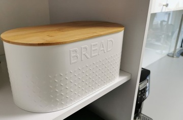 КОНТЕЙНЕР ДЛЯ ХЛЕБА С КРЫШКОЙ БАМБУКОВАЯ ДОСКА, СТАЛЬ, БЕЛЫЙ WZ03