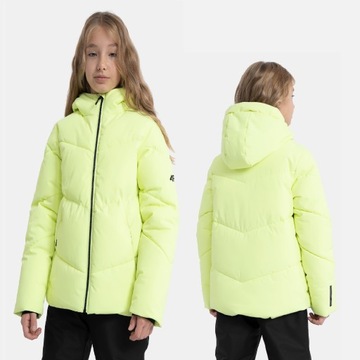 4F ДЕТСКАЯ ЗИМНЯЯ ЛЫЖНАЯ КУРТКА С КАПЮШОНОМ ДЛЯ ДЕВОЧЕК