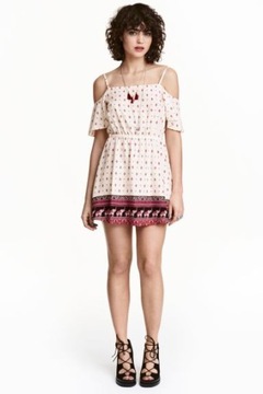 H&M SUKIENKA ODKRYTE RAMIONA WZÓR SŁON __S