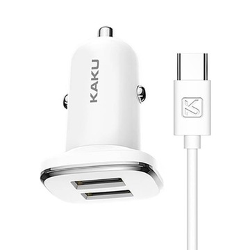 ŁADOWARKA ZASILACZ SAMOCHODOWY USB 2x +KABEL TYP C