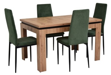 4x krzesło BUTELKOWA ZIELEŃ + duży stół 80x120/160