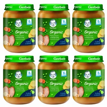 Obiadek Gerber Organic Bukiet jarzyn z cielęciną i ziemniaczkami 190 g x 6