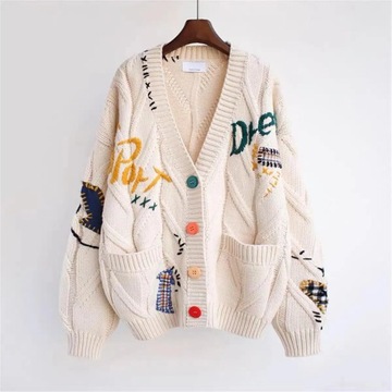Sweet College Style Embroidery Sweater Women Tops
