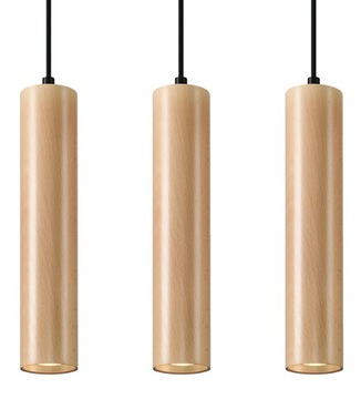 Lampa Wisząca LINO 3 Drewno Sufit GU10 LED SOLLUX
