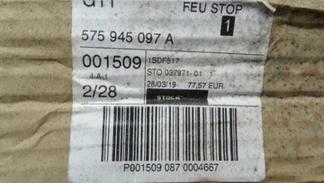 SEAT LEON III ATECA CUPRA TŘETÍ SVĚTLO STOP 575945097A NOVÁ