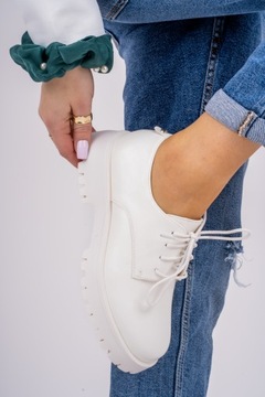 Белые мокасины на шнуровке Женская обувь Elma 39